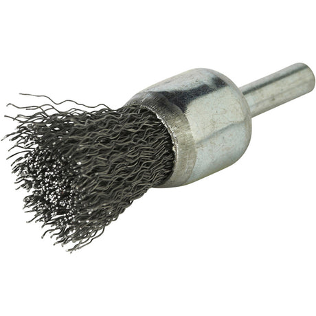 Stem Mounted Crimped Wire Brush, 3/4", 0.014" Fill, 1/4" Shank