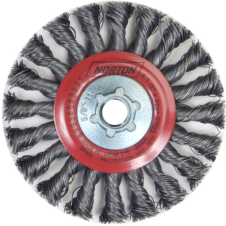 Full Cable Twist Wire Wheel, 4" Dia., 0.02" Fill, 5/8"-11 Arbor, Steel