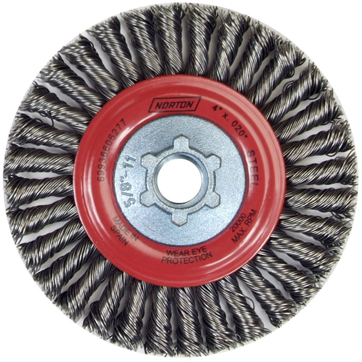 Stringer Bead Knot Wire Brush For Angle Grinders, 4" Dia., 0.02" Fill, 5/8"-11 Arbor, Steel