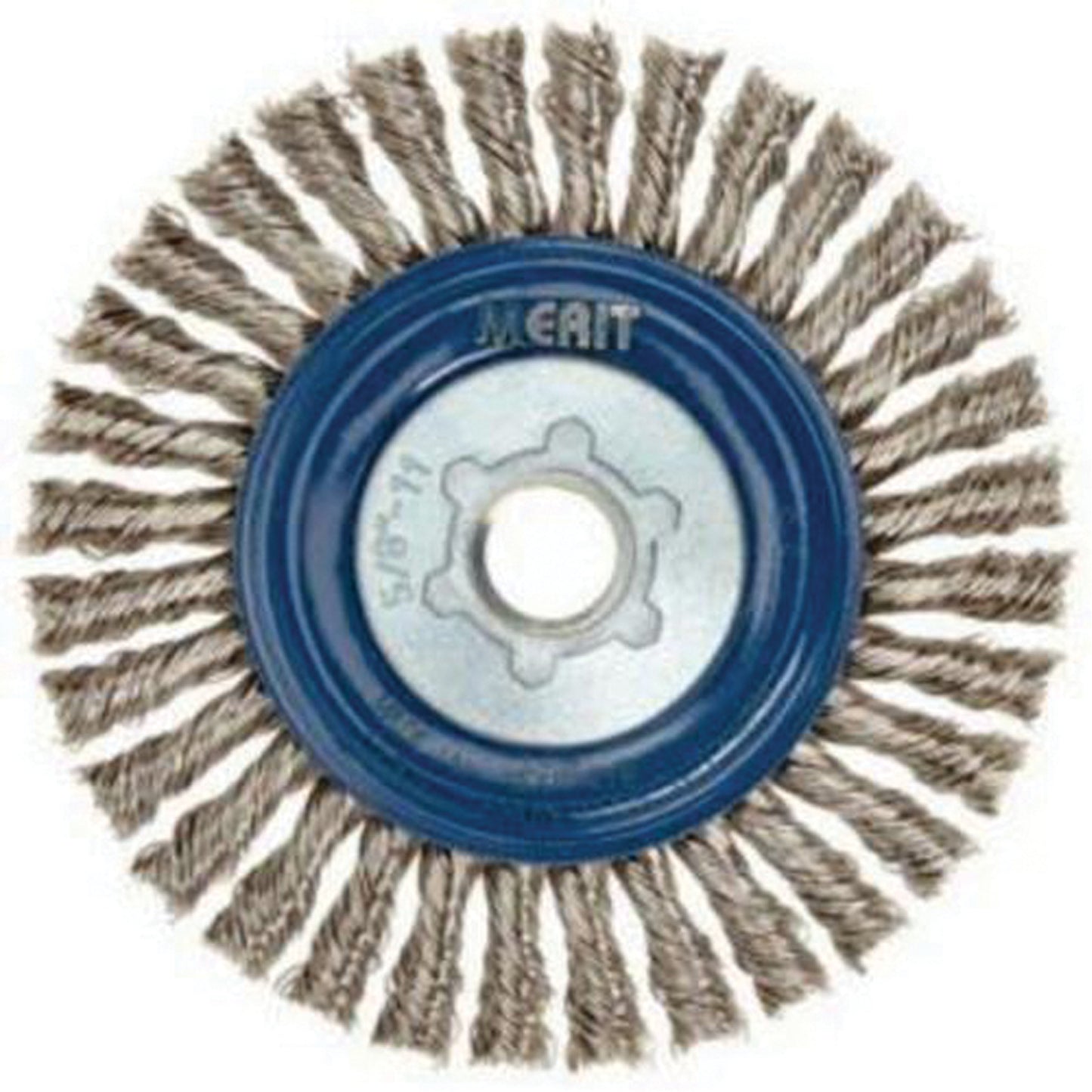 Stringer Bead Knot Wire Brush For Angle Grinders, 5" Dia., 0.02" Fill, 5/8"-11 Arbor, Stainless Steel