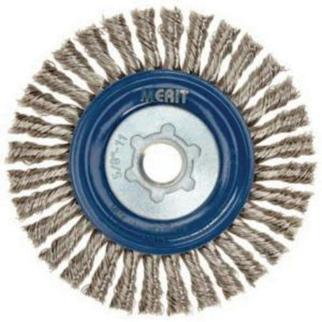 Stringer Bead Knot Wire Brush For Angle Grinders, 5" Dia., 0.02" Fill, 5/8"-11 Arbor, Stainless Steel