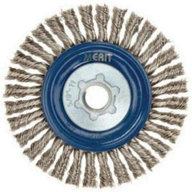 Stringer Bead Knot Wire Brush For Angle Grinders, 5" Dia., 0.02" Fill, 5/8"-11 Arbor, Stainless Steel