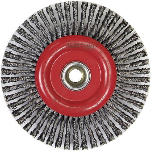 Stringer Bead Knot Wire Brush For Angle Grinders, 6" Dia., 0.02" Fill, 5/8"-11 Arbor, Steel