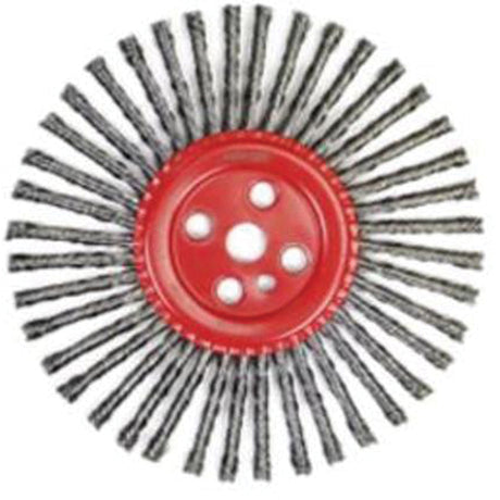 Stringer Bead Knot Wire Brush, 12" Dia., 0.035" Fill, 1" Arbor, Steel