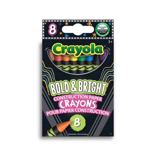 Crayola Bold & Bright Construction Paper Crayons, 8 Count (Case of 48)