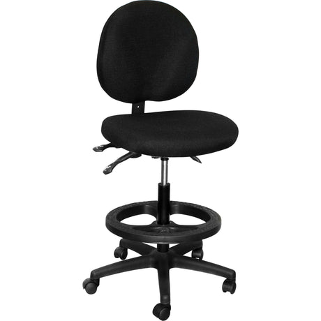 Ergonomic Steno Chair, Drafting, Adjustable, 23" - 33", Fabric Seat, Black