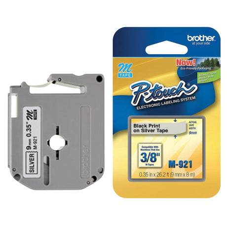 Label Tape, 9 mm x 8 m, Black on Silver