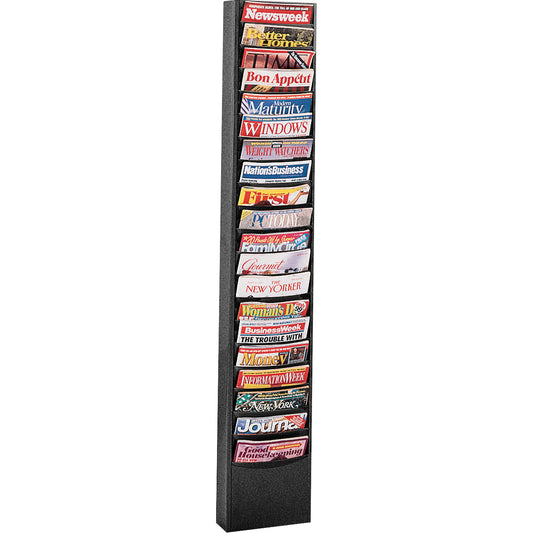 Literature Storage Racks, Stationary, 20 Slots, Steel, 13-1/8" W x 4-1/8" D x 58 1/2" H