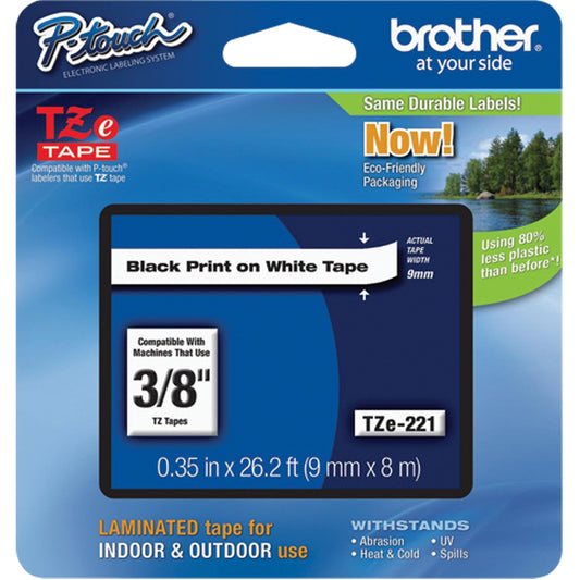 Tze Tape Cartridges, 9 mm x 314.96" or 8 m, Black on White