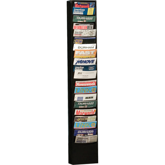 Literature Storage Racks, Stationary, 20 Slots, Steel, 9-3/4" W x 4-1/8" D x 58" H
