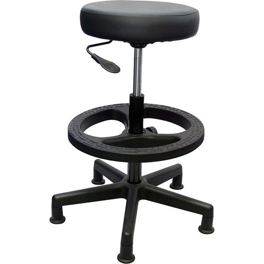 900 Series Task Stool, Stationary, Adjustable, 23" - 33", Vinyl Seat, Black