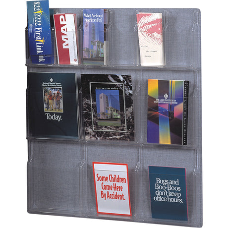 Literature Displays, Wall Mount, 6 Slots, Plastic, 30" W x 34-3/4" D x 34-3/4" H