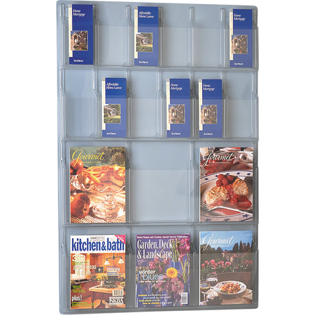 Literature Displays, Wall Mount, 6 Slots, Plastic, 30" W x 45" D x 45" H