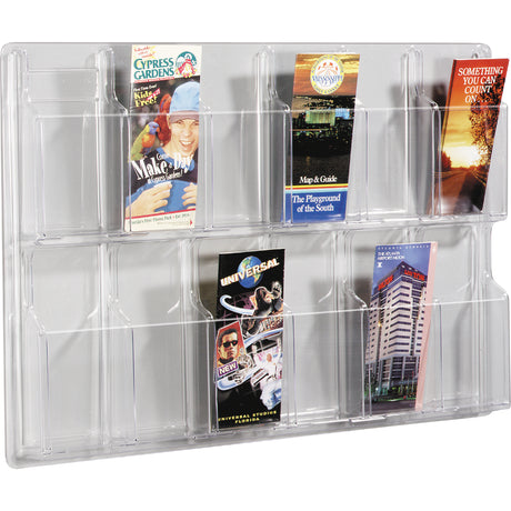 Literature Displays, Wall Mount, 12 Slots, Plastic, 30" W x 2" D x 20-3/8" H