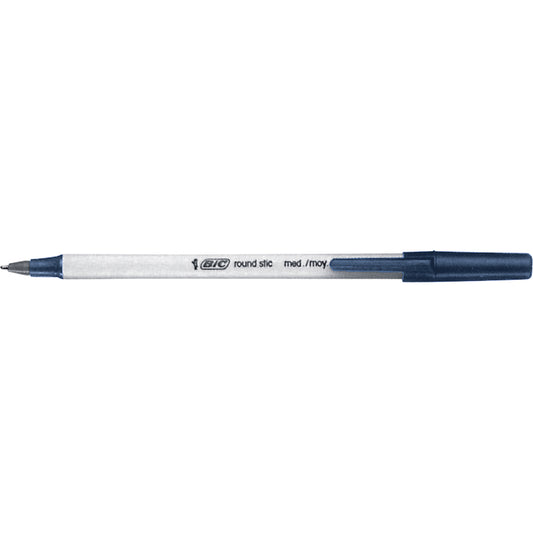 Bic® Round Stic™ Ball Point Pen, Blue, 0.8 mm
