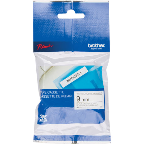 Label Tape, 9 mm x 26-1/4', Black on White