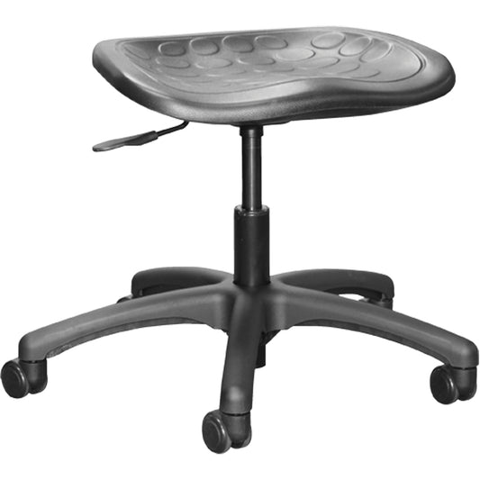 Shoptech Ergonomic Industrial Stools, Mobile, Adjustable, 16" - 21-1/2", Polyurethane Seat, Black