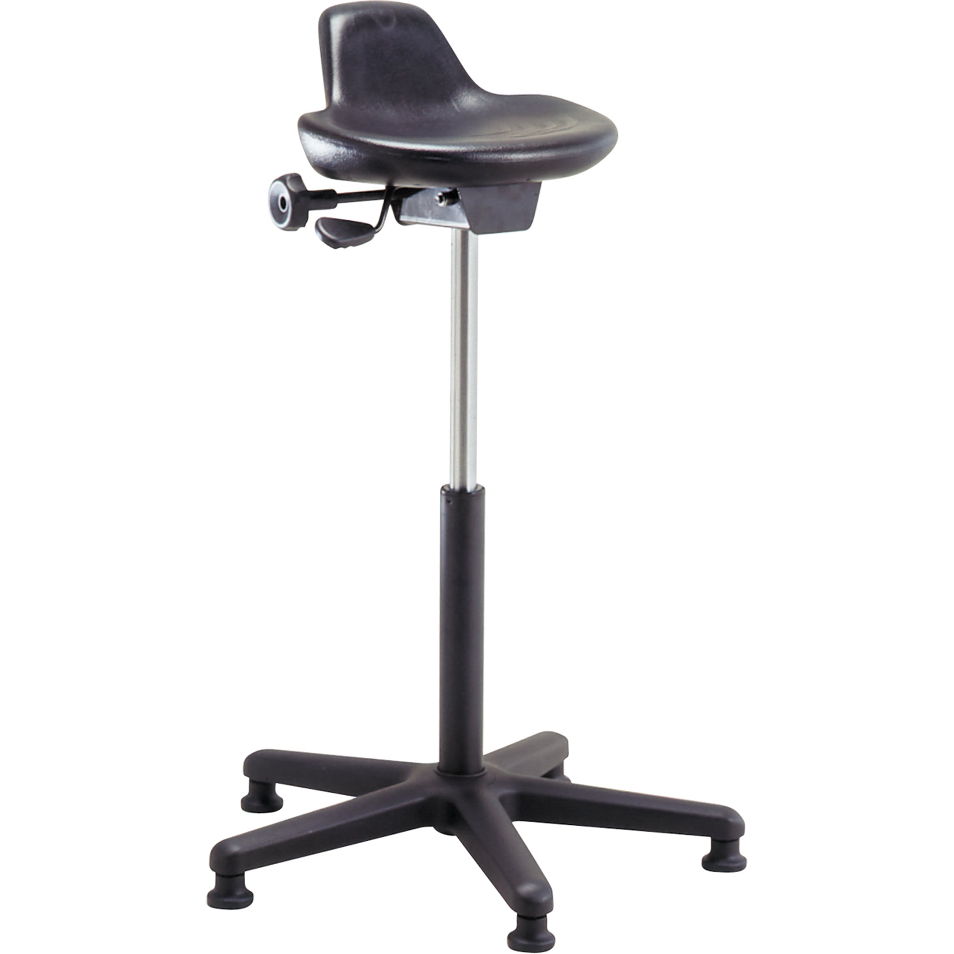 Shoptech Ergonomic Industrial Stools, Sit/Stand, Adjustable, 21" - 31", Polyurethane Seat, Black