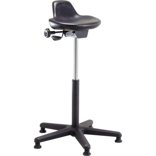 Shoptech Ergonomic Industrial Stools, Sit/Stand, Adjustable, 21" - 31", Polyurethane Seat, Black