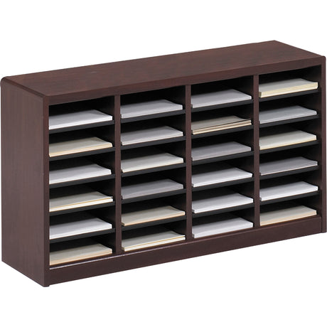 E-Z Stor® Literature Organizer, Stationary, 24 Slots, Wood, 40" W x 11-3/4" D x 23" H