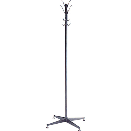 Coat Tree, 60" H, Steel, Black, 8 Hook(s)