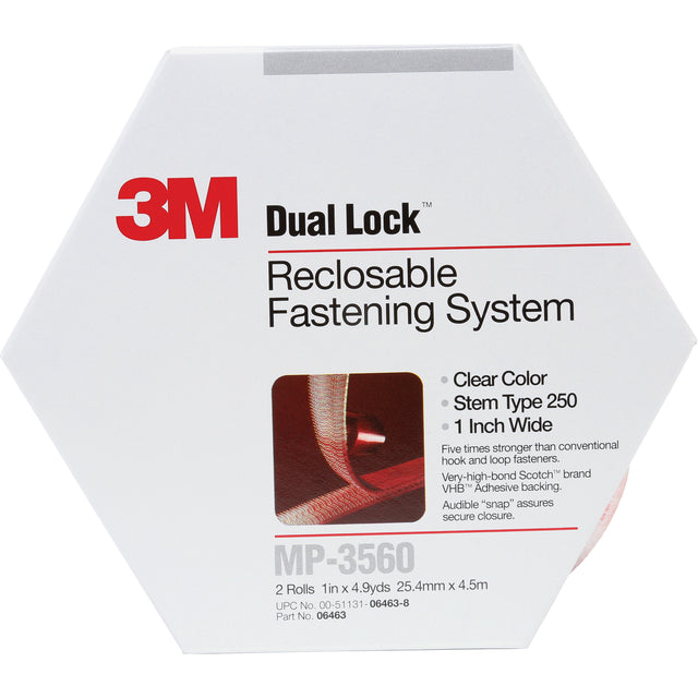 Dual Lock™ Reclosable Fastener, Self-Mating, 5 yds x 1", Adhesive, Clear