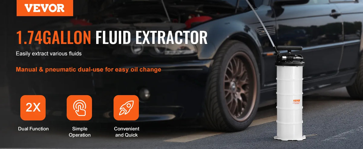 VEVOR Fluid Extractor, 1.74 Gallons (6.5 Liters), Pneumatic/Manual Oil Changer Vacuum Fluid Extractor with Dipstick and Suction Hose, Oil Extractor Change Pump for Automotive Fluids Vacuum Evacuation extra image