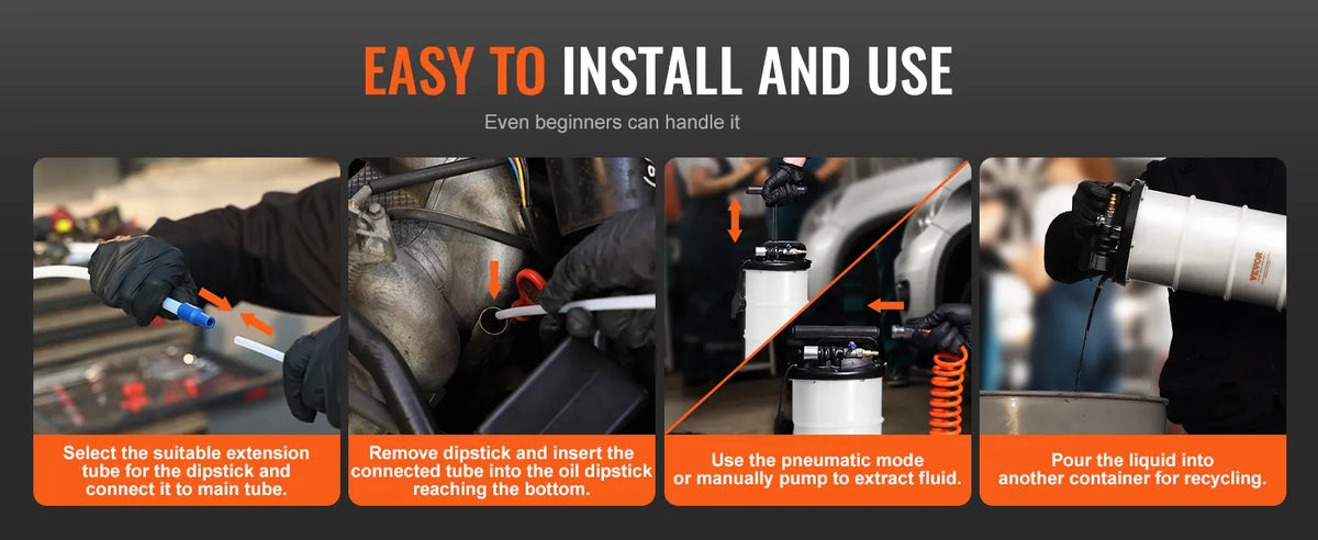 VEVOR Fluid Extractor, 1.74 Gallons (6.5 Liters), Pneumatic/Manual Oil Changer Vacuum Fluid Extractor with Dipstick and Suction Hose, Oil Extractor Change Pump for Automotive Fluids Vacuum Evacuation extra image