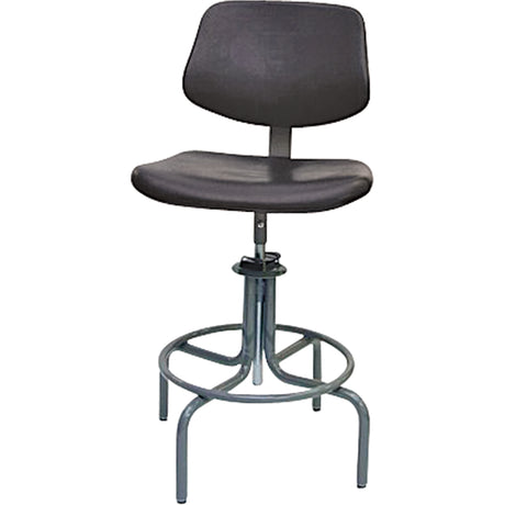 600 Series Rectangular Stool with Back , Mobile, Adjustable, 25" - 31", Polyurethane Seat, Black