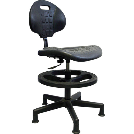 Heavy-Duty Stool , Stationary, Adjustable, 23" - 33", Polyurethane Seat, Black