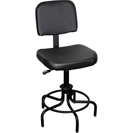 6000 Series Stool with Back, Stationary, Adjustable, 26" - 31", Vinyl Seat, Black