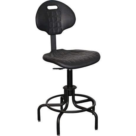 6000 Series Stool with Back, Stationary, Adjustable, 24" - 29", Polyurethane Seat, Black
