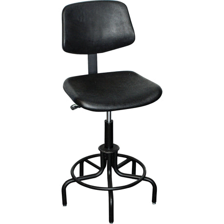 6000 Series Stool with Back, Stationary, Adjustable, 25" - 30", Polyurethane Seat, Black