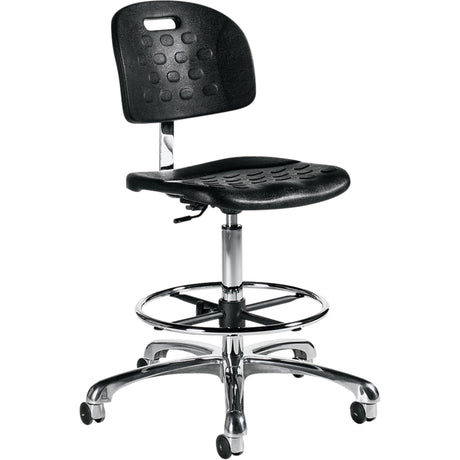 Low Back Task Chair Stool, ESD, Adjustable, 42", Polyurethane Seat, Black