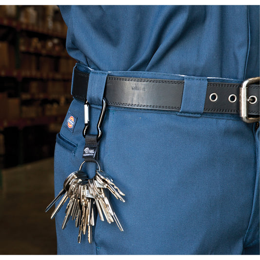Split Ring Key Holder, Zinc Alloy Metal, 4-1/2" Cable, Carabiner Attachment
