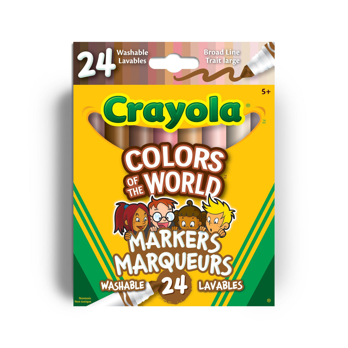 Crayola Colors of the World Skin Tone Broad Line Markers, 24 Count (Case of 6)