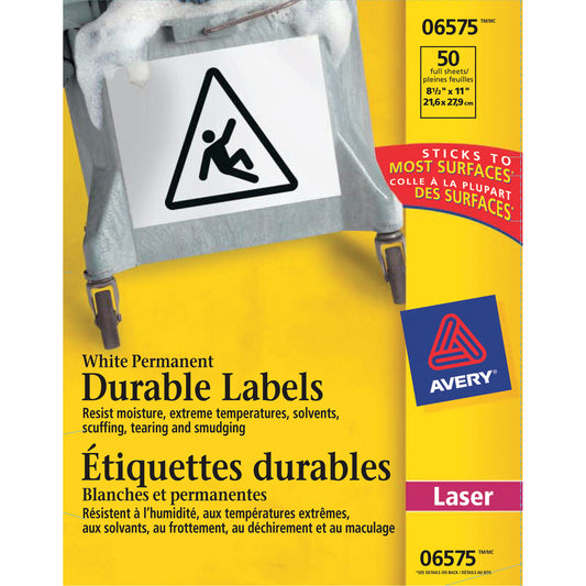Avery Dennison TrueBlock Labels, Polyester, 11" L x 8.5" H, White