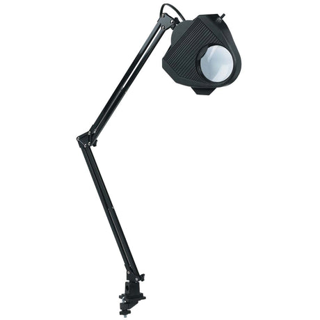 Magnifying Task Light, 60 W, Fluorescent/Incandescent/LED, Clamp, 40" Neck, Black