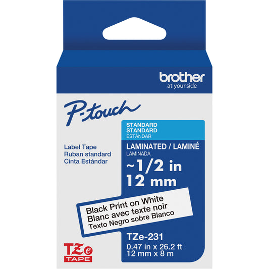 Tze Tape Cartridges, 12 mm x 26-1/4', Black on White