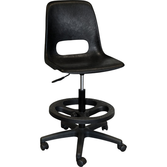 800 Series Classroom Stool with Back, Mobile, Adjustable, 21" - 28", Polypropylene Seat, Grey