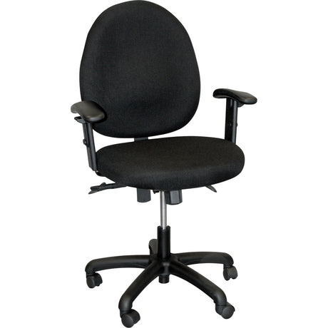 900 Series Mid-Back Ergonomic Steno Chair, Drafting, Adjustable, 22", Fabric Seat, Black