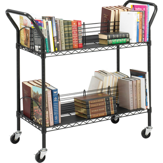 Double-Sided Wire Book Cart, 200 lbs. Capacity, Black, 18-3/4" D x 44" L x 39" H, Steel