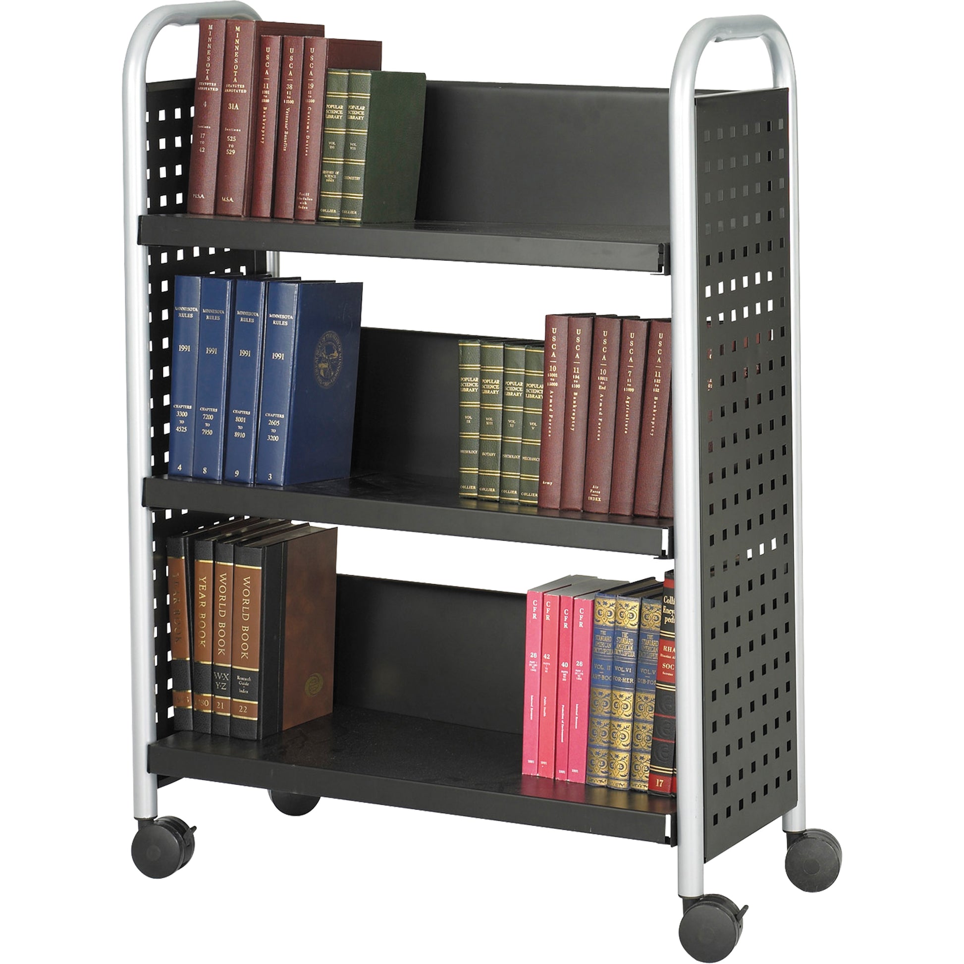 Scoot™ Book Carts, 200 lbs. Capacity, Black, 14-1/4" D x 33" L x 44-1/4" H, Steel