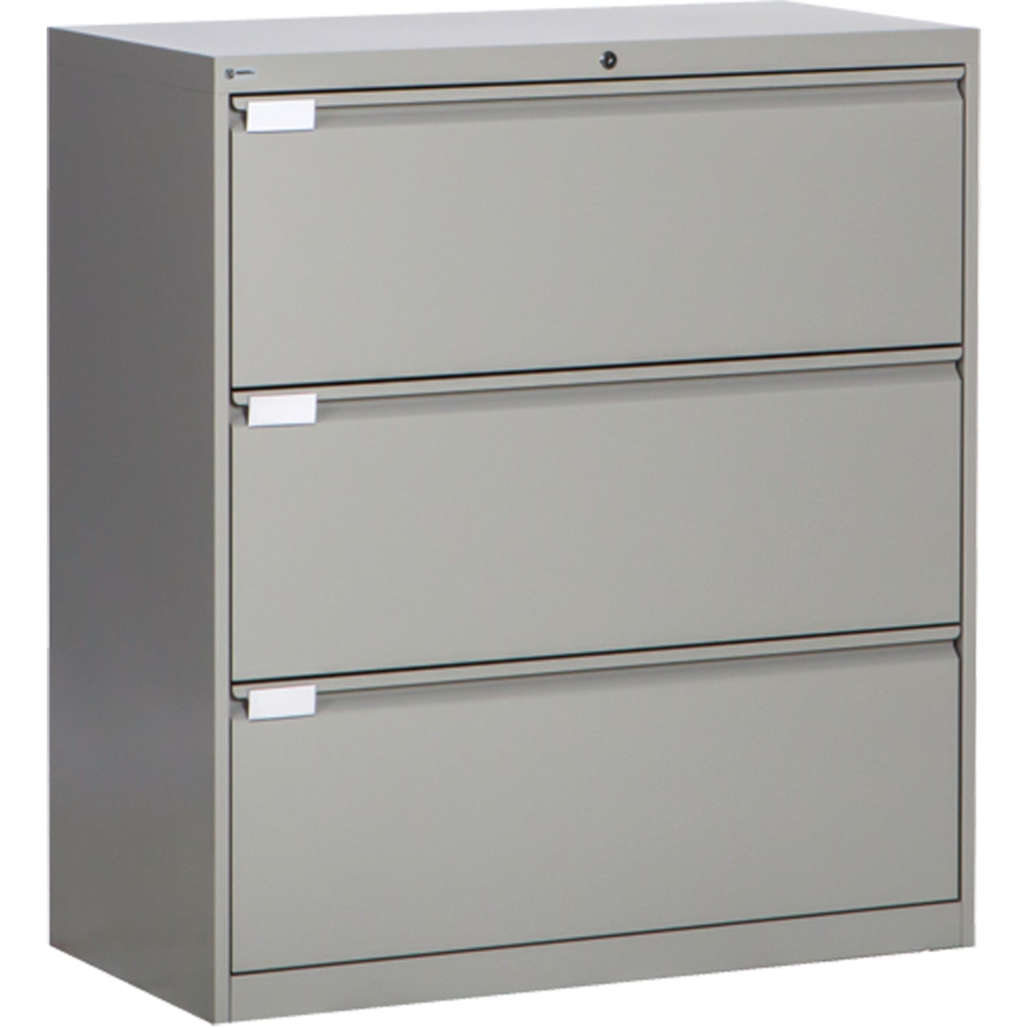 Lateral Filing Cabinet, Steel, 3 Drawers, 36" W x 18" D x 40-1/16" H, Grey