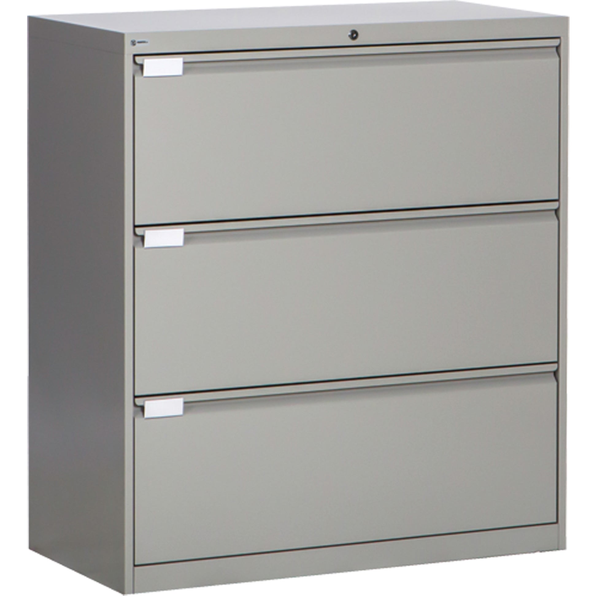 Lateral Filing Cabinet, Steel, 3 Drawers, 36" W x 18" D x 40-1/16" H, Grey