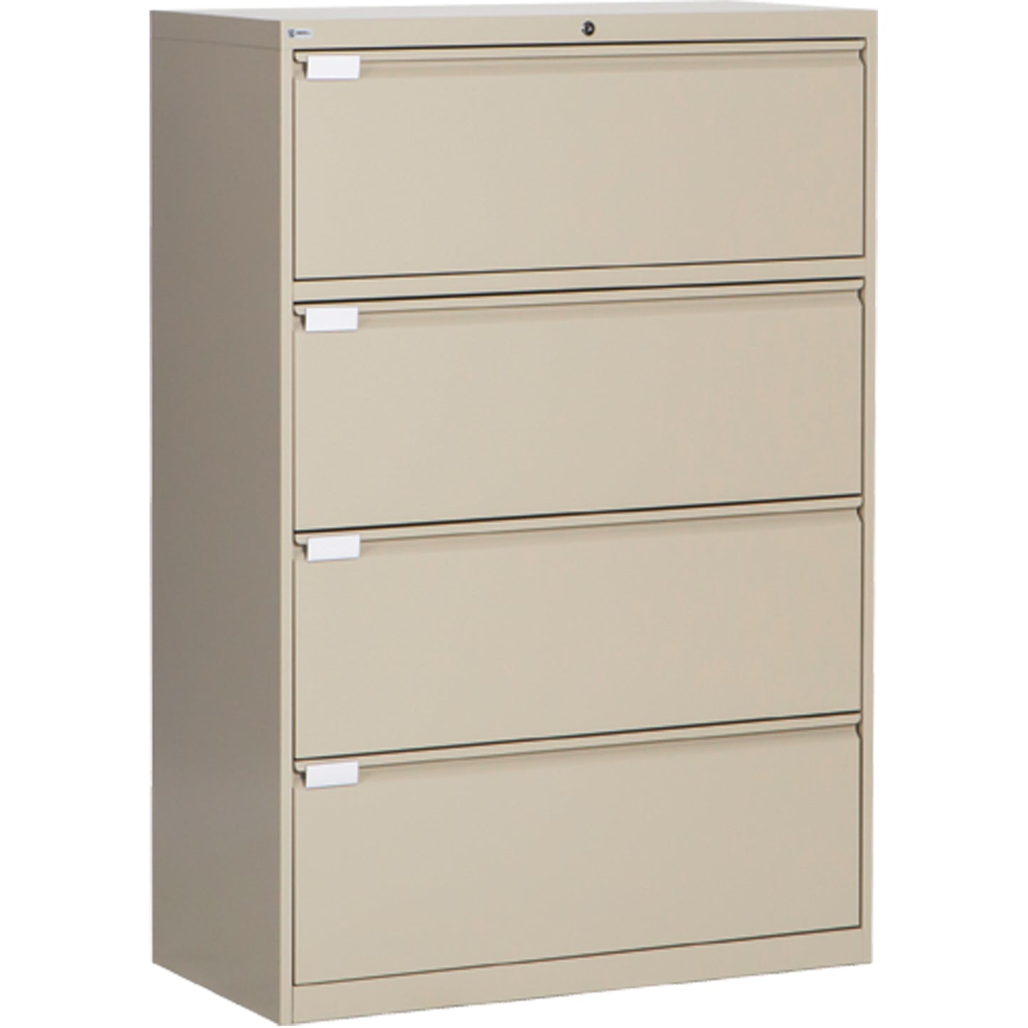 Lateral Filing Cabinet, Steel, 4 Drawers, 36" W x 18" D x 53-3/8" H, Beige