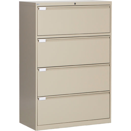 Lateral Filing Cabinet, Steel, 4 Drawers, 36" W x 18" D x 53-3/8" H, Beige