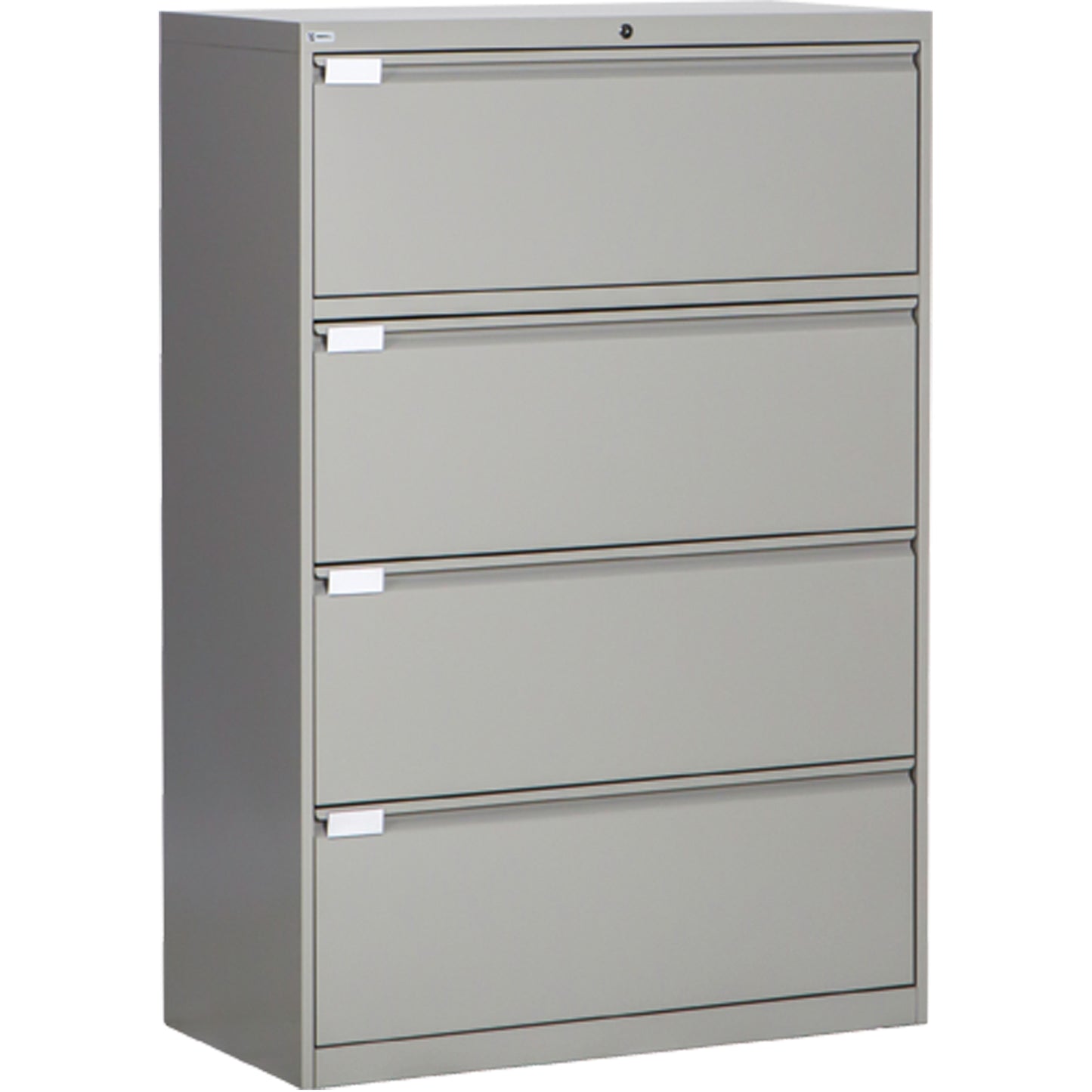 Lateral Filing Cabinet, Steel, 4 Drawers, 36" W x 18" D x 53-3/8" H, Grey