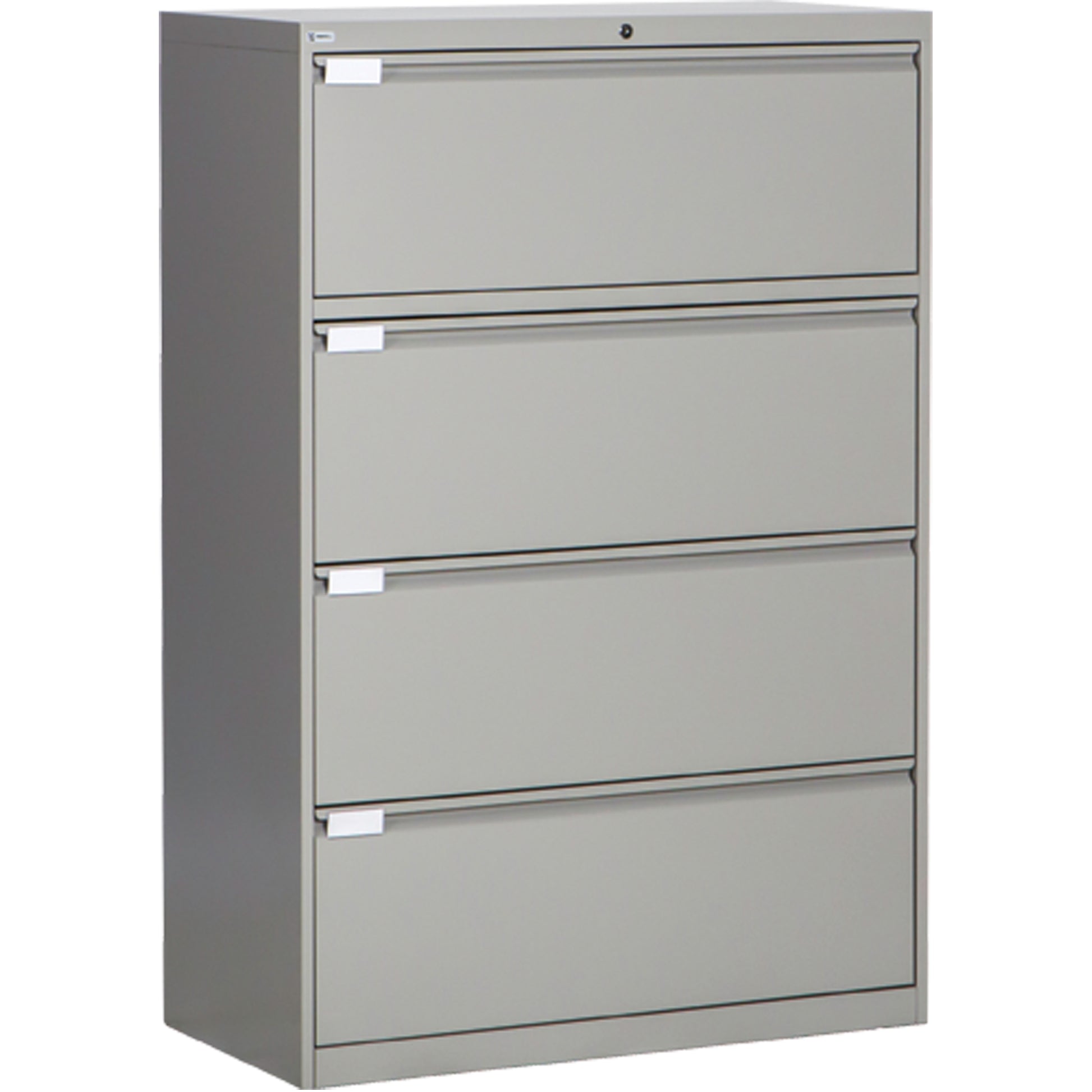 Lateral Filing Cabinet, Steel, 4 Drawers, 36" W x 18" D x 53-3/8" H, Grey