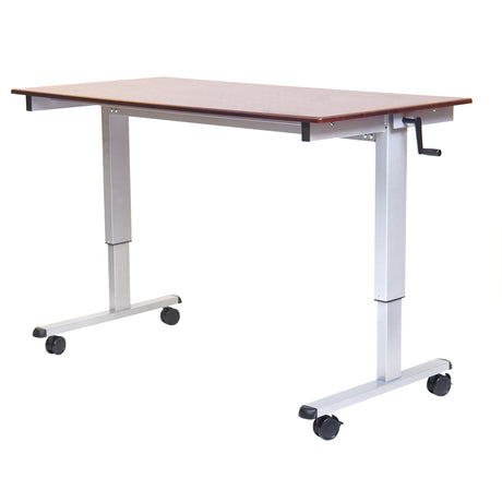 Adjustable Stand-Up Workstations, Stand-Alone Desk, 48-1/2" H x 48" W x 32-1/2" D, Walnut